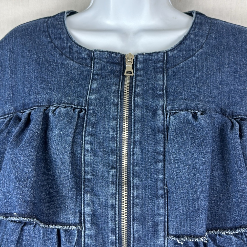 Kate & Mallory Blue Denim Jacket Ruffle medium - Picture 3 of 4